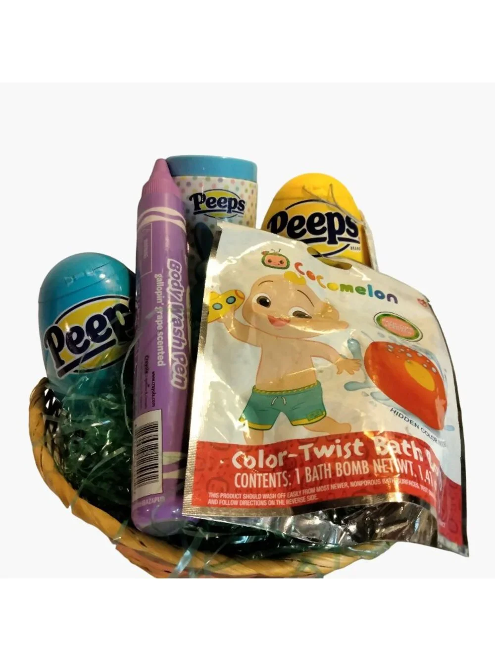 Bathtime Fun easter Basket  Peeps Bubbles Crayola Body Wash Coco Melon Bomb Soap